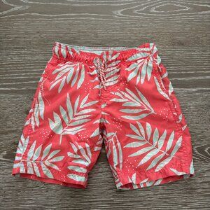 Boys Cat & Jack light red/blue floral bathing suit swim trunks size XS 4/5